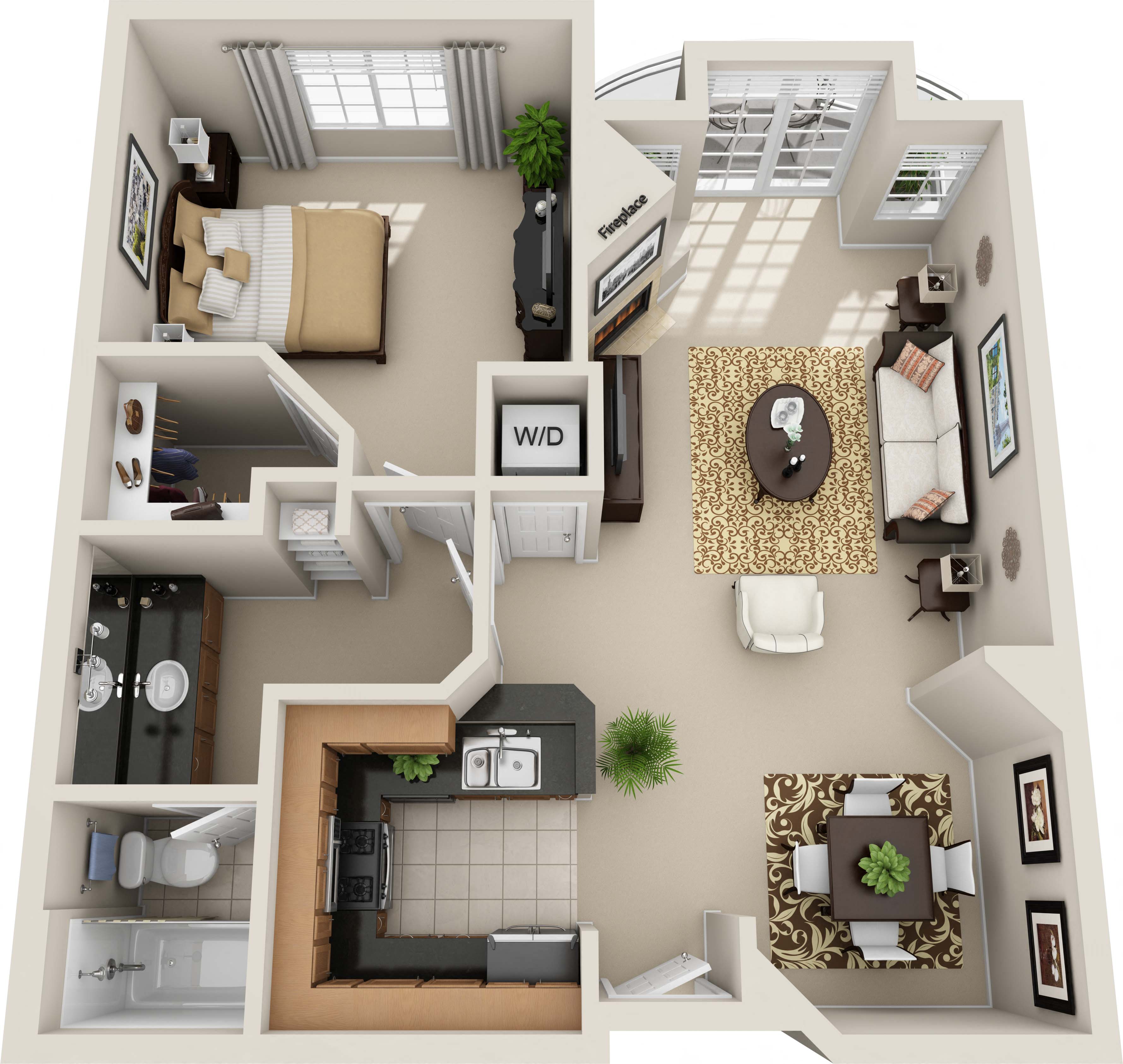 Floor plan layout diagram for One Bedroom A